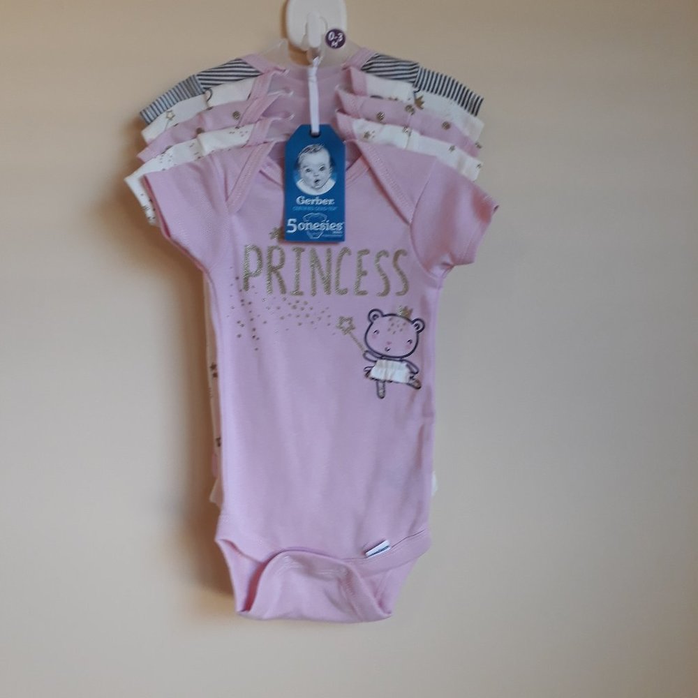 Gerber Baby girl's 5 Pack short sleeve onesies